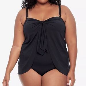 NWT Lauren Ralph‎ Lauren Women's Plus Tummy-control One-piece Swimsuit 18W Black
